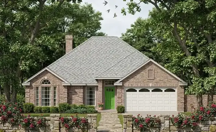Traditional house plans 75-216 - front exterior, 1,554 sq ft, 4 bed, 2 bath house plans | Monster House Plans