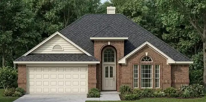 Traditional house plans 75-218 - front exterior, 1,559 sq ft, 3 bed, 2 bath house plans | Monster House Plans
