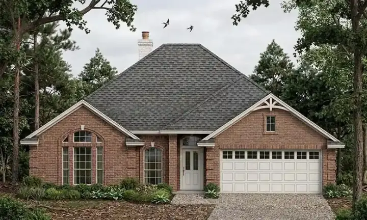Traditional house plans 75-220 - front exterior, 1,561 sq ft, 3 bed, 2 bath house plans | Monster House Plans
