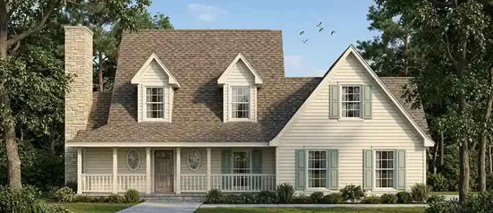 Country house plans 75-224 - front exterior, 1,570 sq ft, 3 bed, 2 bath house plans | Monster House Plans