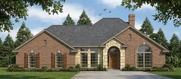 French Country house plans 75-226 - front exterior, 1,572 sq ft, 3 bed, 2 bath house plans | Monster House Plans
