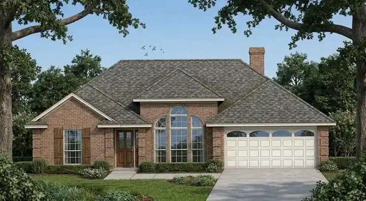 Traditional house plans 75-227 - front exterior, 1,573 sq ft, 3 bed, 2 bath house plans | Monster House Plans