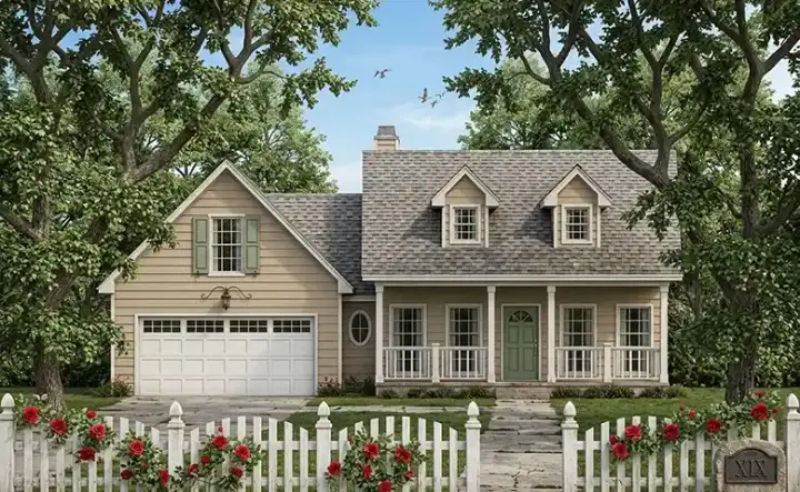 Country house plans 75-228 - front exterior, 1,573 sq ft, 3 bed, 2 bath house plans | Monster House Plans