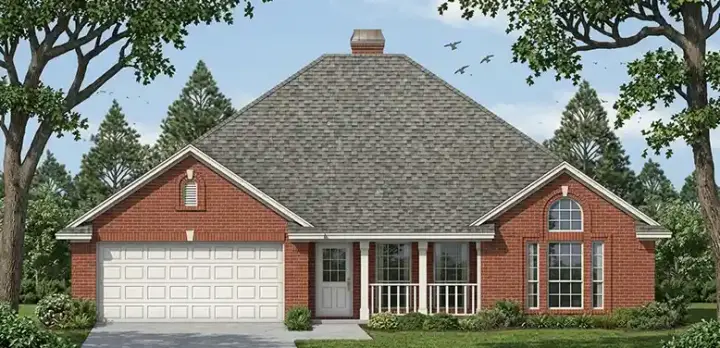 Traditional house plans 75-230 - front exterior, 1,583 sq ft, 3 bed, 2 bath house plans | Monster House Plans