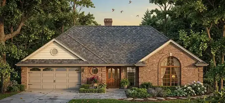 Traditional house plans 75-232 - front exterior, 1,585 sq ft, 3 bed, 2 bath house plans | Monster House Plans