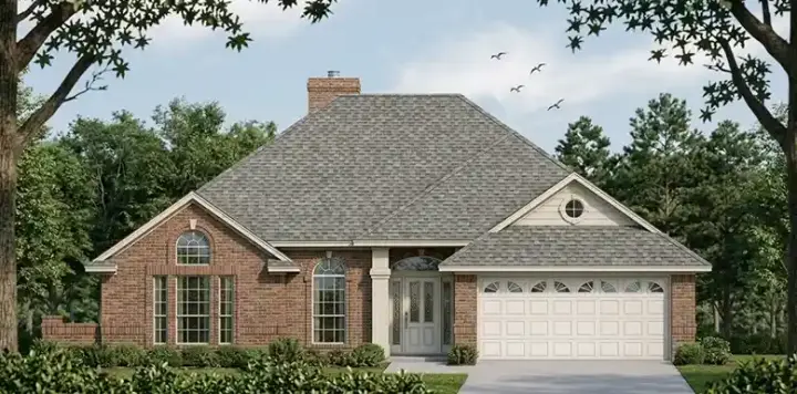 Traditional house plans 75-233 - front exterior, 1,585 sq ft, 3 bed, 2 bath house plans | Monster House Plans