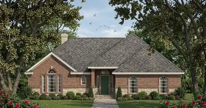 Traditional house plans 75-236 - front exterior, 1,598 sq ft, 3 bed, 2 bath house plans | Monster House Plans