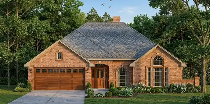 Traditional house plans 75-238 - front exterior, 1,601 sq ft, 3 bed, 2 bath house plans | Monster House Plans