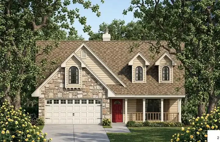 Country house plans 75-240 - front exterior, 1,604 sq ft, 3 bed, 2 bath house plans | Monster House Plans