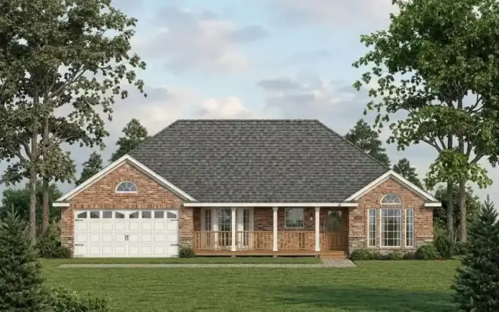 Traditional house plans 75-242 - front exterior, 1,606 sq ft, 3 bed, 2 bath house plans | Monster House Plans