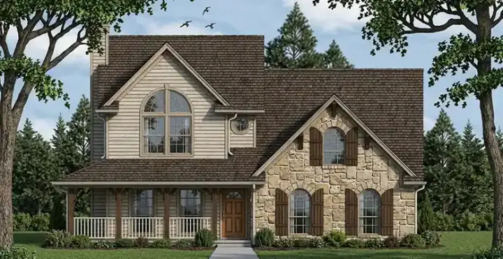 Country house plans 75-243 - front exterior, 1,606 sq ft, 3 bed, 2 bath house plans | Monster House Plans