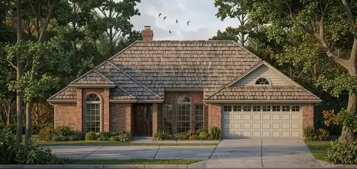 Traditional house plans 75-244 - front exterior, 1,608 sq ft, 3 bed, 2 bath house plans | Monster House Plans