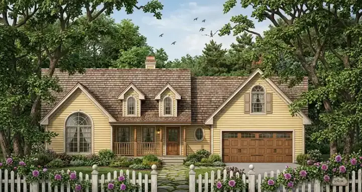 Country house plans 75-246 - front exterior, 1,615 sq ft, 4 bed, 2 bath house plans | Monster House Plans