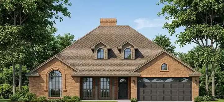 Traditional house plans 75-247 - front exterior, 1,617 sq ft, 3 bed, 2 bath house plans | Monster House Plans