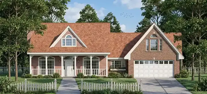 Country house plans 75-251 - front exterior, 1,624 sq ft, 3 bed, 2 bath house plans | Monster House Plans