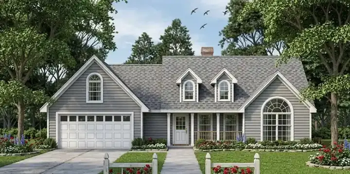 Country house plans 75-256 - front exterior, 1,636 sq ft, 3 bed, 2 bath house plans | Monster House Plans