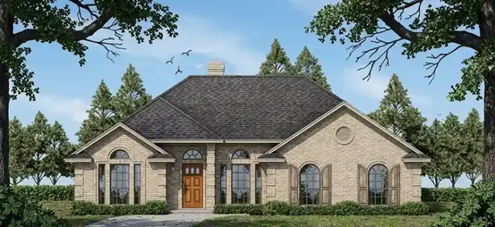 Traditional house plans 75-258 - front exterior, 1,642 sq ft, 3 bed, 2 bath house plans | Monster House Plans
