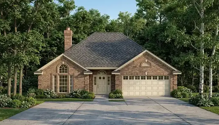 Traditional house plans 75-260 - front exterior, 1,644 sq ft, 4 bed, 2 bath house plans | Monster House Plans