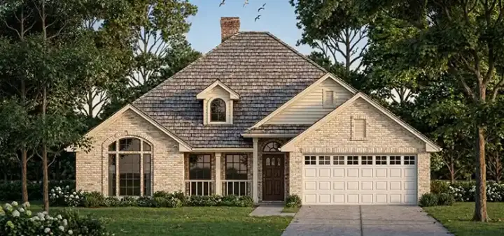 Traditional house plans 75-262 - front exterior, 1,646 sq ft, 4 bed, 2 bath house plans | Monster House Plans