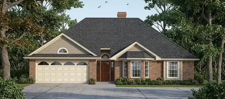 Traditional house plans 75-266 - front exterior, 1,649 sq ft, 3 bed, 2 bath house plans | Monster House Plans