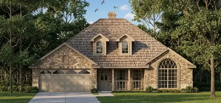 Traditional house plans 75-267 - front exterior, 1,652 sq ft, 3 bed, 2 bath house plans | Monster House Plans