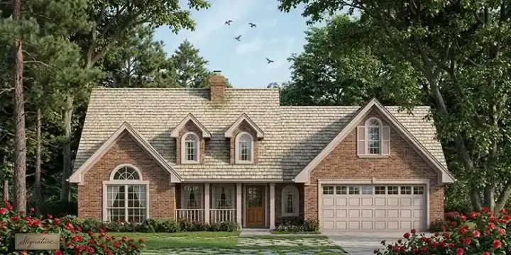 Country house plans 75-271 - front exterior, 1,668 sq ft, 4 bed, 2 bath house plans | Monster House Plans