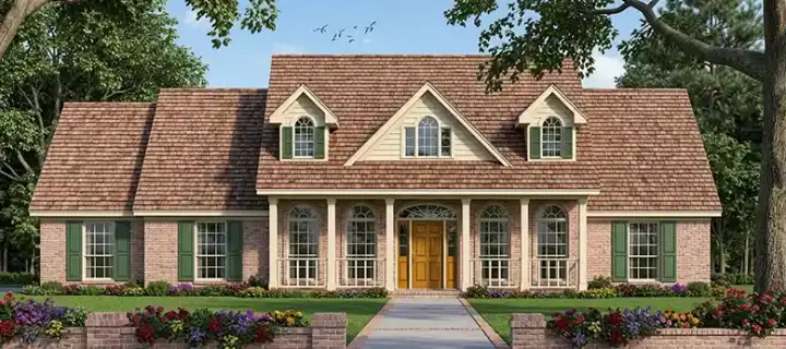 Country house plans 75-278 - front exterior, 1,679 sq ft, 3 bed, 2 bath house plans | Monster House Plans