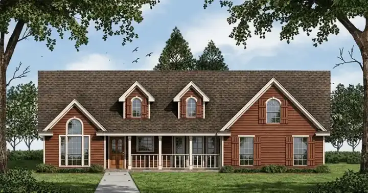 Country house plans 75-279 - front exterior, 1,681 sq ft, 3 bed, 2 bath house plans | Monster House Plans