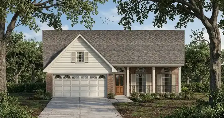 Country house plans 75-282 - front exterior, 1,689 sq ft, 4 bed, 2 bath house plans | Monster House Plans