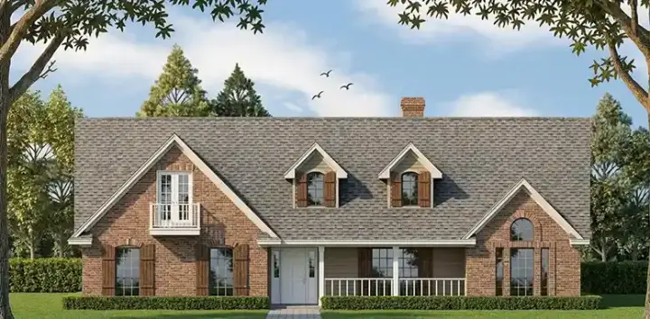 Country house plans 75-283 - front exterior, 1,691 sq ft, 3 bed, 2 bath house plans | Monster House Plans