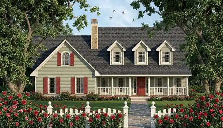 Country house plans 75-284 - front exterior, 1,691 sq ft, 3 bed, 2 bath house plans | Monster House Plans