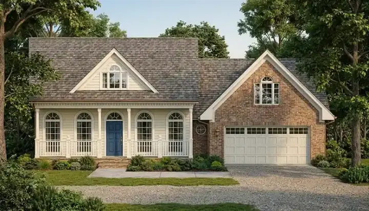 Country house plans 75-290 - front exterior, 1,697 sq ft, 3 bed, 2 bath house plans | Monster House Plans