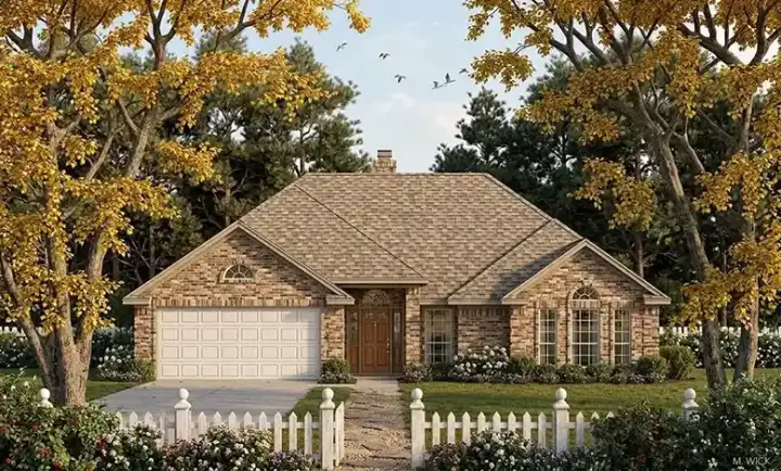 Traditional house plans 75-292 - front exterior, 1,710 sq ft, 4 bed, 2 bath house plans | Monster House Plans