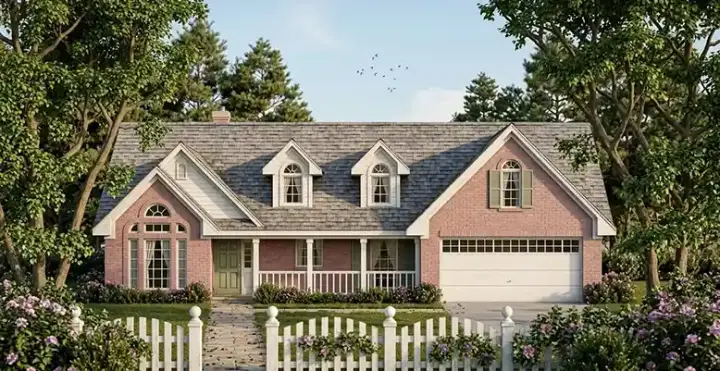 Country house plans 75-293 - front exterior, 1,712 sq ft, 3 bed, 2 bath house plans | Monster House Plans