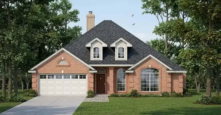 Traditional house plans 75-296 - front exterior, 1,733 sq ft, 4 bed, 2 bath house plans | Monster House Plans
