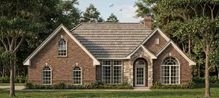 French Country house plans 75-302 - front exterior, 1,752 sq ft, 3 bed, 2 bath house plans | Monster House Plans