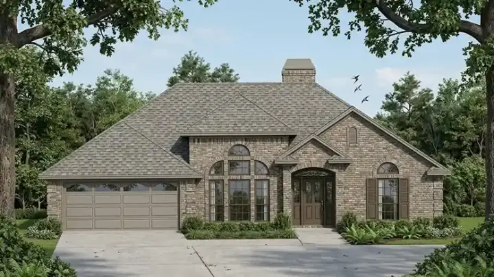 Traditional house plans 75-303 - front exterior, 1,756 sq ft, 4 bed, 2 bath house plans | Monster House Plans