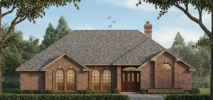 Traditional house plans 75-304 - front exterior, 1,762 sq ft, 3 bed, 2 bath house plans | Monster House Plans