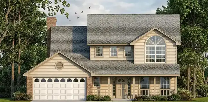 Traditional house plans 75-306 - front exterior, 1,765 sq ft, 3 bed, 2 bath house plans | Monster House Plans