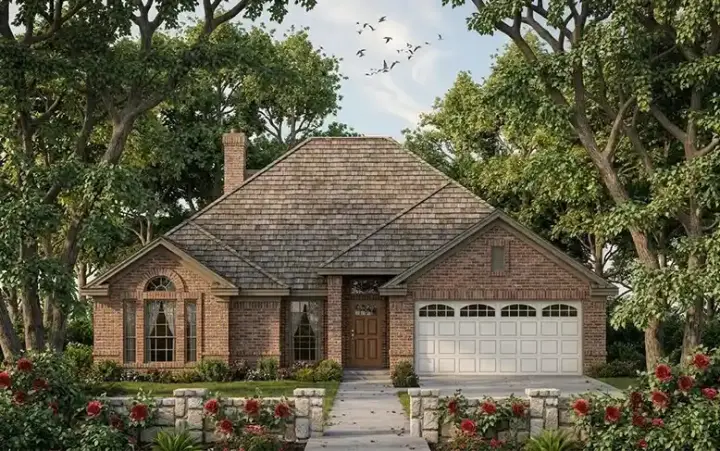 Traditional house plans 75-307 - front exterior, 1,766 sq ft, 4 bed, 2 bath house plans | Monster House Plans