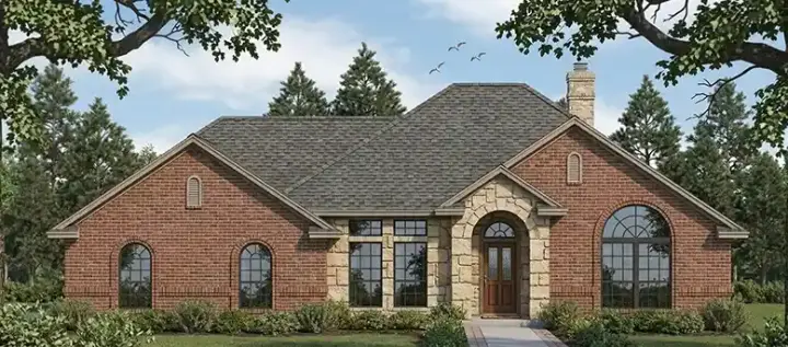 French Country house plans 75-311 - front exterior, 1,775 sq ft, 3 bed, 2 bath house plans | Monster House Plans