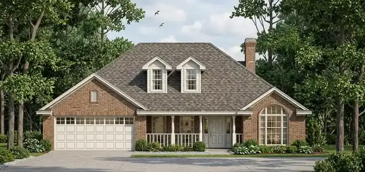 Traditional house plans 75-316 - front exterior, 1,790 sq ft, 3 bed, 2 bath house plans | Monster House Plans