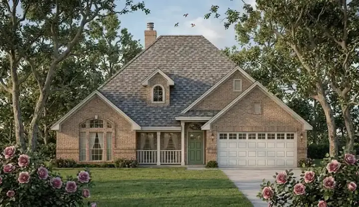 Country house plans 75-323 - front exterior, 1,801 sq ft, 4 bed, 2 bath house plans | Monster House Plans