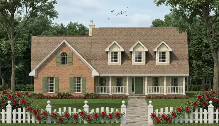 Country house plans 75-332 - front exterior, 1,815 sq ft, 4 bed, 2 bath house plans | Monster House Plans