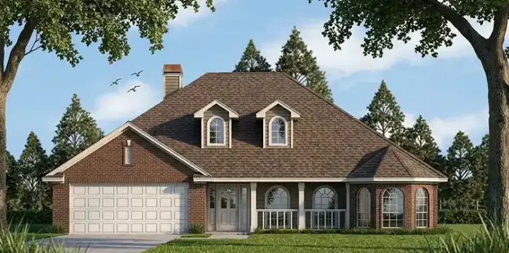 Traditional house plans 75-333 - front exterior, 1,817 sq ft, 3 bed, 2 bath house plans | Monster House Plans