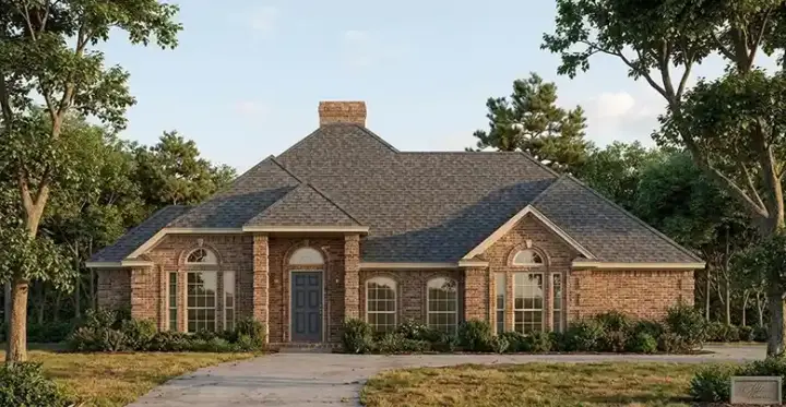 Traditional house plans 75-342 - front exterior, 1,828 sq ft, 3 bed, 2 bath house plans | Monster House Plans