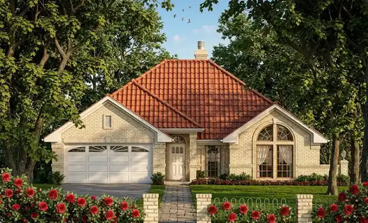 Traditional house plans 75-351 - front exterior, 1,856 sq ft, 4 bed, 2 bath house plans | Monster House Plans