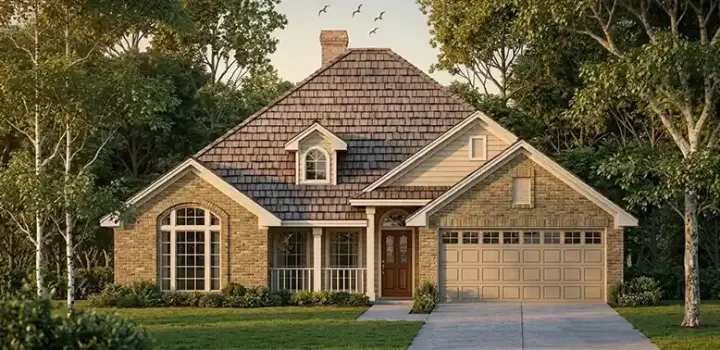 Traditional house plans 75-353 - front exterior, 1,859 sq ft, 4 bed, 2 bath house plans | Monster House Plans