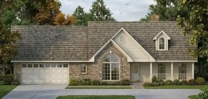 Country house plans 75-357 - front exterior, 1,865 sq ft, 3 bed, 2 bath house plans | Monster House Plans