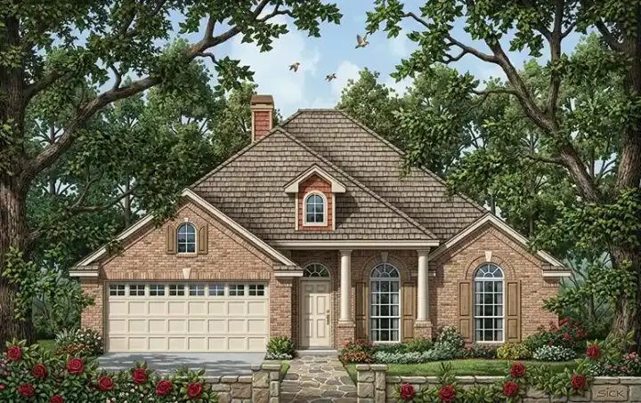 Traditional house plans 75-360 - front exterior, 1,874 sq ft, 4 bed, 2 bath house plans | Monster House Plans